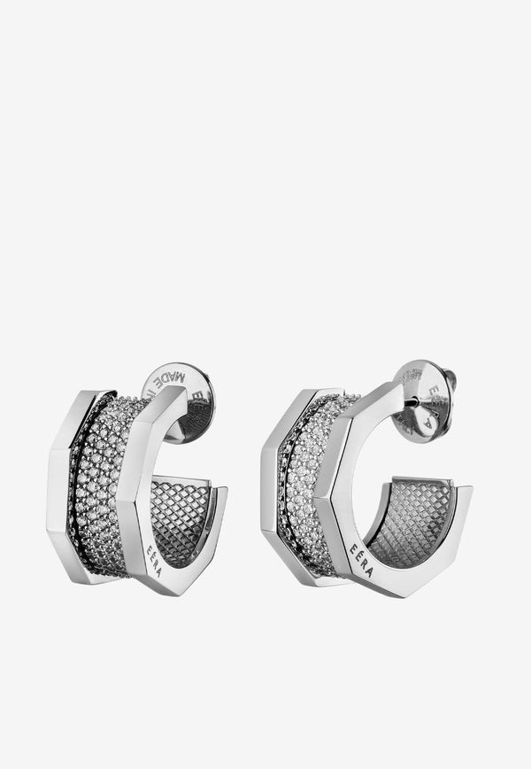 Tubo Diamond Paved Earrings in 18-karat White Gold
