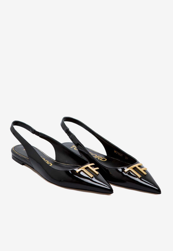 Pointed Toe Ballerina Flats in Patent Leather