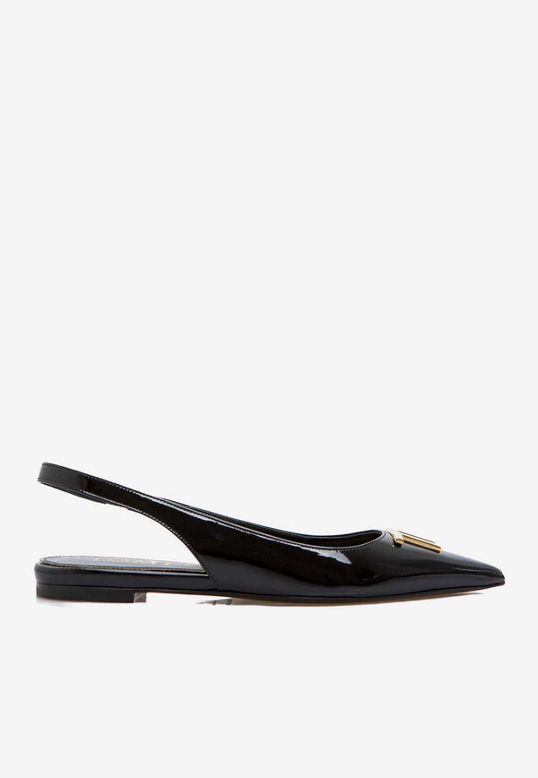 Pointed Toe Ballerina Flats in Patent Leather