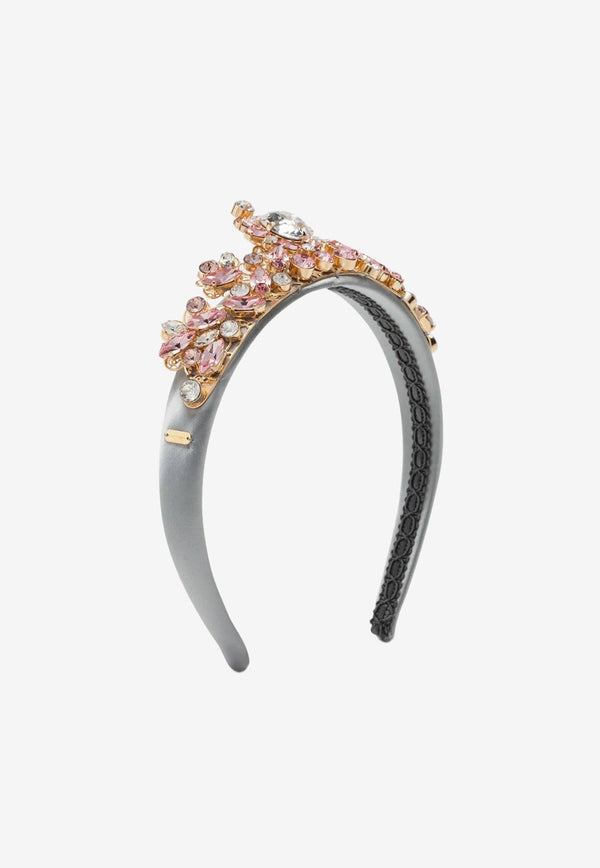 Girls Rhinestone Embellished Satin Headband