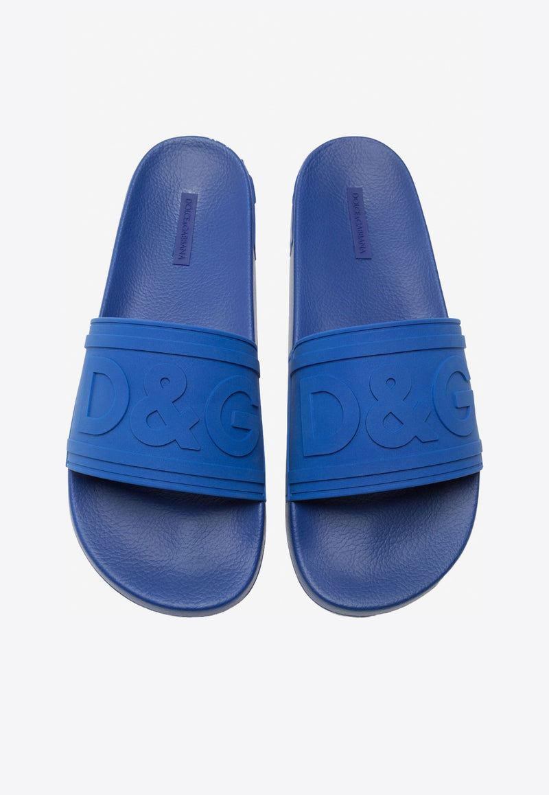 Beachwear Sliders with Embossed Logo Strap