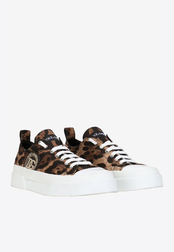 Portofino Leopard Print Cotton Sneakers