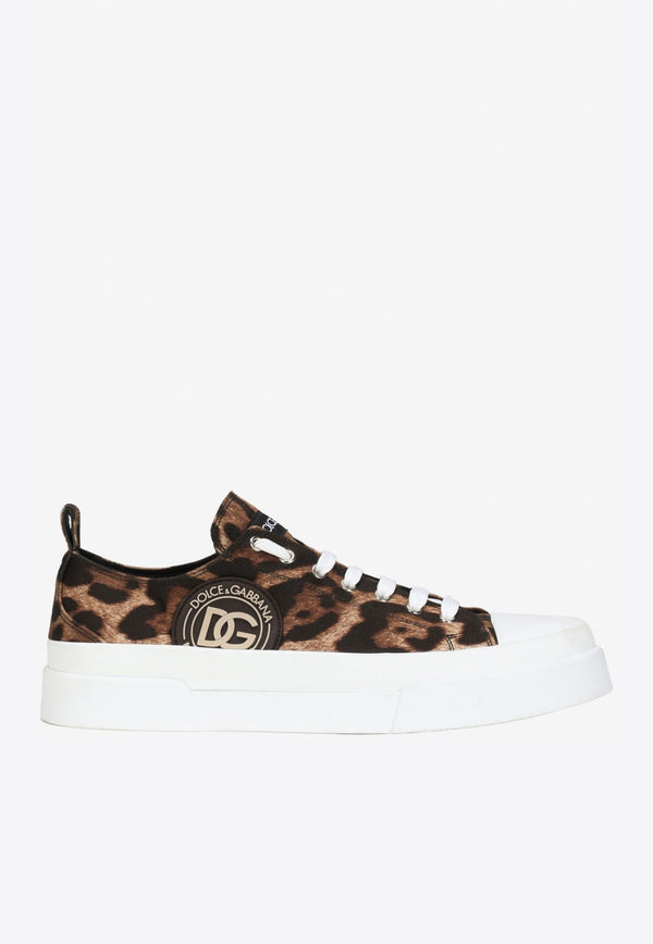 Portofino Leopard Print Cotton Sneakers